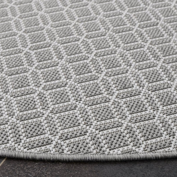 Safavieh Terrace Round Polypropylene Area Rug Geometric Ivory Grey Indoor Outdoor Neutral TER808F-7R