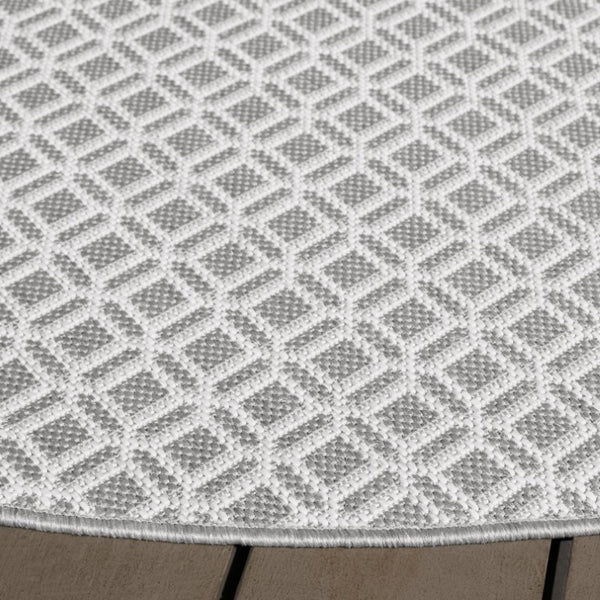 Safavieh Terrace Round Polypropylene Area Rug Geometric Ivory Grey Indoor Outdoor Neutral TER808F-7R
