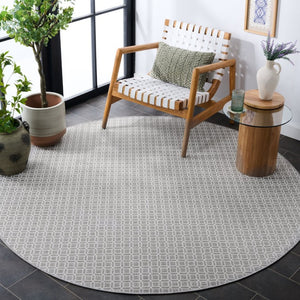 Safavieh Terrace Round Polypropylene Area Rug Geometric Ivory Grey Indoor Outdoor Neutral TER808F-7R