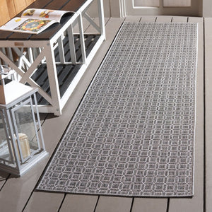 Safavieh Terrace Geometric Grey Indoor Outdoor Runner Rug Low Pile Polypropylene Hallway TER808H-28