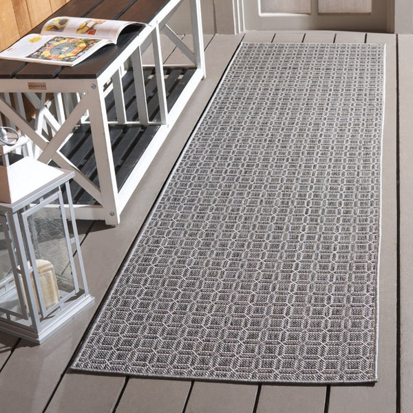Safavieh Terrace Geometric Grey Indoor Outdoor Runner Rug Low Pile Polypropylene Hallway TER808H-28