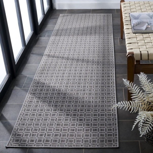 Safavieh Terrace Geometric Grey Indoor Outdoor Runner Rug Low Pile Polypropylene Hallway TER808H-28