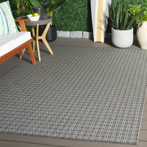 Safavieh Terrace Polypropylene Area Rug — Power-Loomed In Turkey, Grey Geometric Pattern, Indoor/Outdoor Durable 4'-0" x 6'-0" TER808H-4