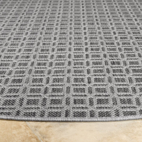 Safavieh Terrace Round Outdoor Indoor Polypropylene Rug Geometric Grey Low Pile Patio TER808H-7R