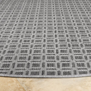 Safavieh Terrace Round Outdoor Indoor Polypropylene Rug Geometric Grey Low Pile Patio TER808H-7R