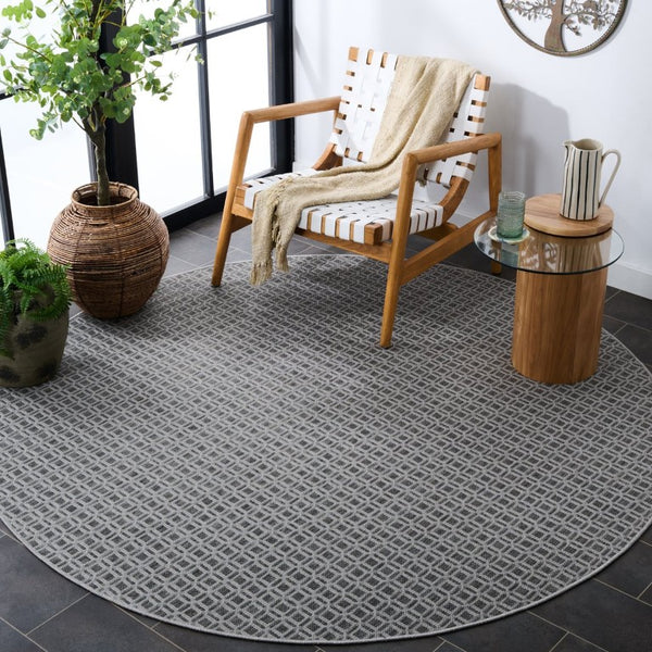 Safavieh Terrace Round Outdoor Indoor Polypropylene Rug Geometric Grey Low Pile Patio TER808H-7R