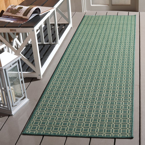 Safavieh Terrace Power-Loomed Polypropylene Runner Geometric Forest Tones for Patio or Entryway TER808Y-28