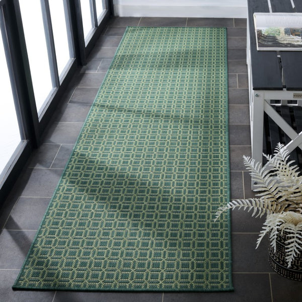 Safavieh Terrace Power-Loomed Polypropylene Runner Geometric Forest Tones for Patio or Entryway TER808Y-28