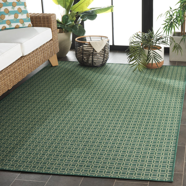 Safavieh Terrace Stylish Dark & Light Green Geometric Area Rug — Low Pile, Durable Polypropylene, Indoor/Outdoor 5'-3" x 7'-6" TER808Y-5