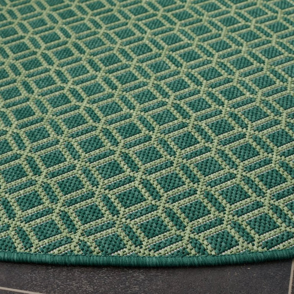 Safavieh Terrace Round Polypropylene Area Rug Two Tone Green Low Pile Modern Living Room TER808Y-7R
