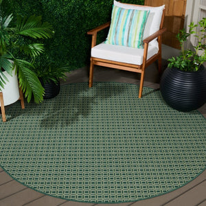 Safavieh Terrace Round Polypropylene Area Rug Two Tone Green Low Pile Modern Living Room TER808Y-7R