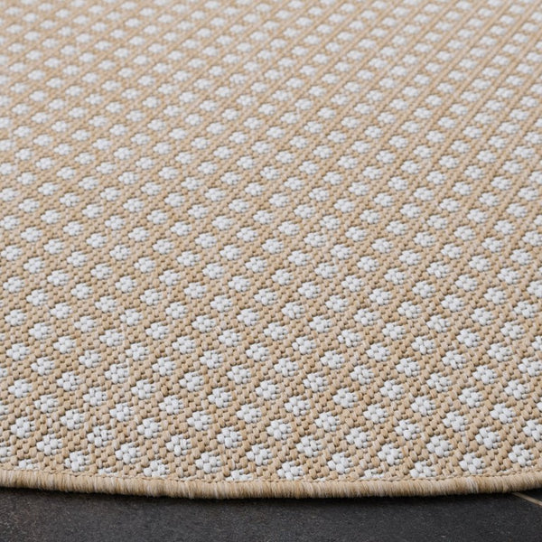 Safavieh Terrace Power-Loomed Polypropylene Runner Rug with Geometric Pattern for Hallways Beige 6'-7" x 6'-7" Round TER810B-7R