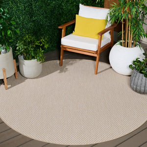Safavieh Terrace Power-Loomed Polypropylene Runner Rug with Geometric Pattern for Hallways Beige 6'-7" x 6'-7" Round TER810B-7R