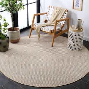 Safavieh Terrace Power-Loomed Polypropylene Runner Rug with Geometric Pattern for Hallways Beige 6'-7" x 6'-7" Round TER810B-7R