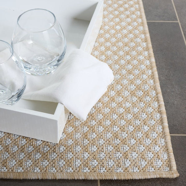 Safavieh Terrace Power-Loomed Polypropylene Runner Rug with Geometric Pattern for Hallways Beige 6'-7" x 6'-7" Square TER810B-7SQ