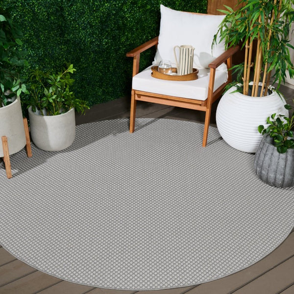 Safavieh Terrace Power-Loomed Polypropylene Runner Rug with Geometric Pattern for Hallways Gray 6'-7" x 6'-7" Round TER810F-7R