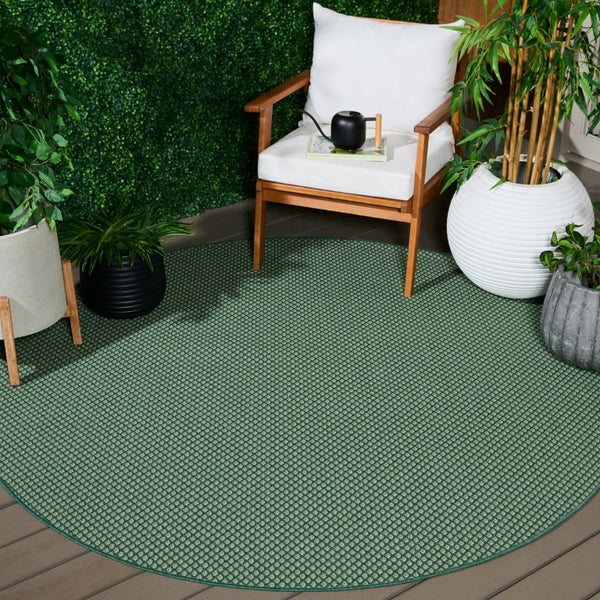 Safavieh Terrace Power-Loomed Polypropylene Runner Rug with Geometric Pattern for Hallways Green 6'-7" x 6'-7" Round TER810Y-7R