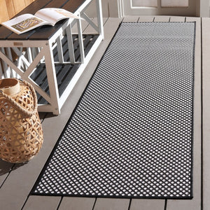 Safavieh Terrace Power-Loomed Polypropylene Runner Rug with Geometric Pattern for Hallways Black 2'-3" x 8'-0" TER810Z-28