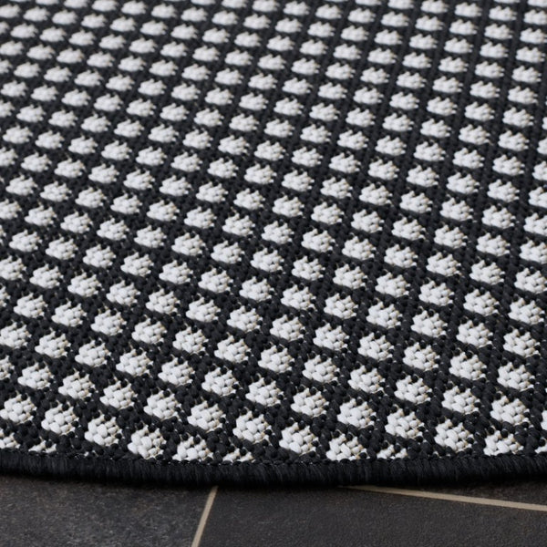 Safavieh Terrace Power-Loomed Polypropylene Runner Rug with Geometric Pattern for Hallways Black 6'-7" x 6'-7" Round TER810Z-7R