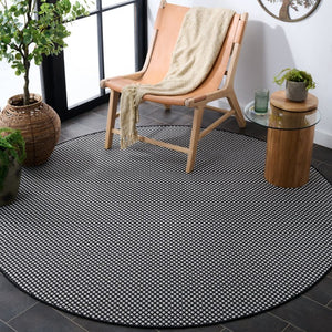 Safavieh Terrace Power-Loomed Polypropylene Runner Rug with Geometric Pattern for Hallways Black 6'-7" x 6'-7" Round TER810Z-7R