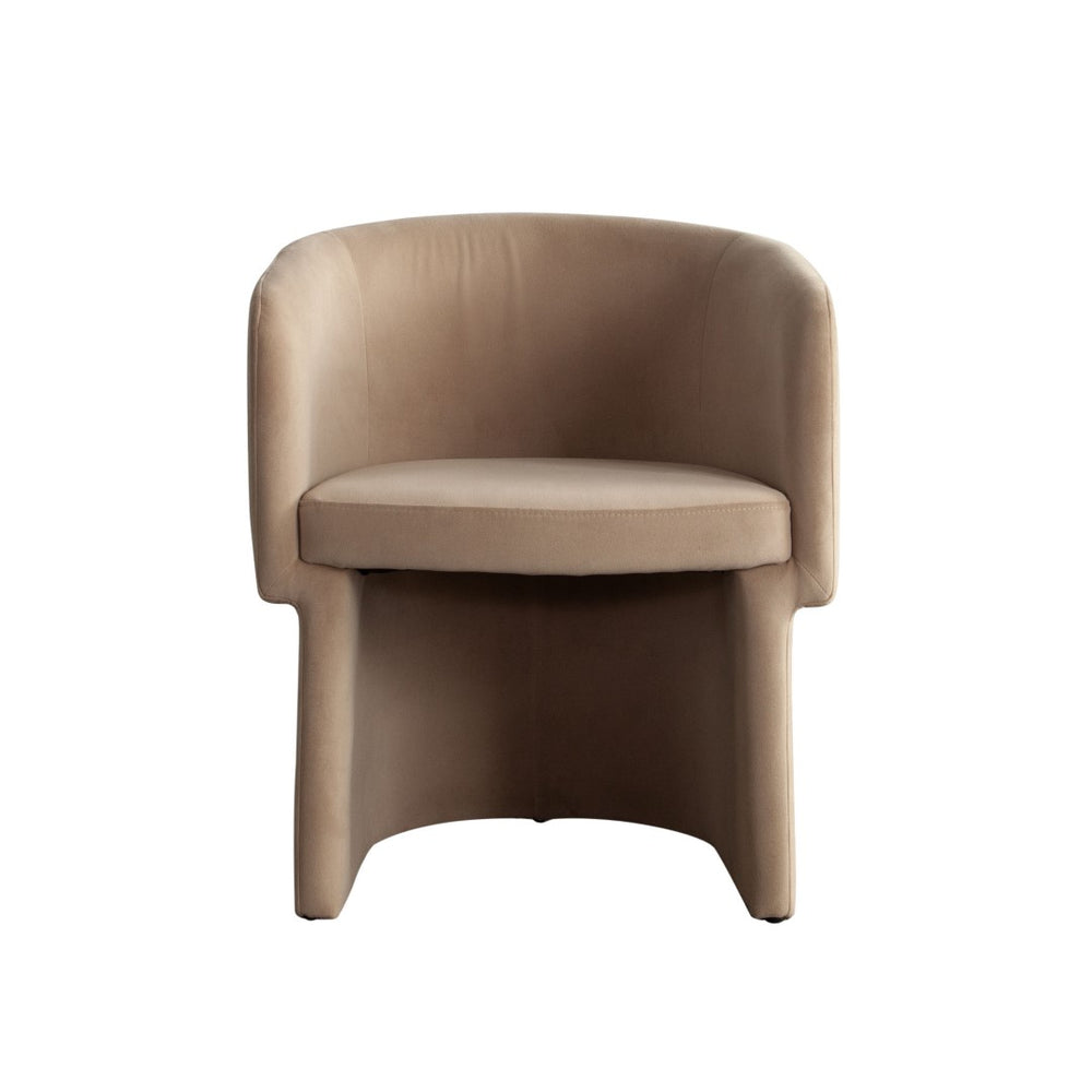 Diamond Sofa Tess Dining Chair In Luxurious Camel Velvet - Stylish Barrel Design & Space-saving Comfort Camel Fabric Tessdcca