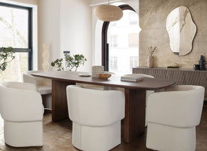 Diamond Sofa Tess Dining Chair - Elite Ivory Polyester Fabric, Stylish Barrel Design, Perfect For Any Dining Space Ivory Fabric Tessdciv