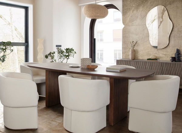 Diamond Sofa Tess Dining Chair - Elite Ivory Polyester Fabric, Stylish Barrel Design, Perfect For Any Dining Space Ivory Fabric Tessdciv