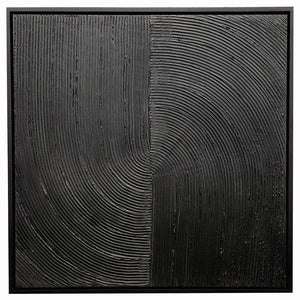 Dovetail Double Acrylic Paint on Plastered Wood Panel - Black Wood Float Frame