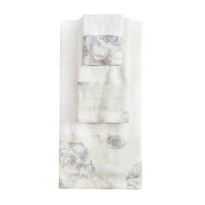 Hiend Accents Rosaline Linen Towel Set - Luxurious Floral Design For Stylish Bathroom Decor, 6 Pieces Total White 95% Cotton,5% Polyester Tf2012-os-wh