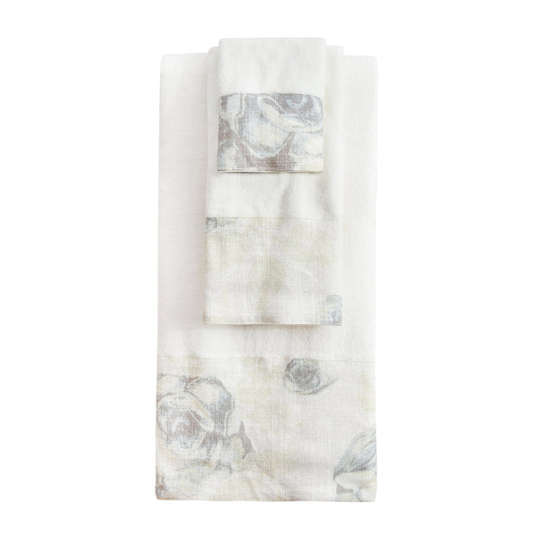 Hiend Accents Rosaline Linen Towel Set - Luxurious Floral Design For Stylish Bathroom Decor, 6 Pieces Total White 95% Cotton,5% Polyester Tf2012-os-wh