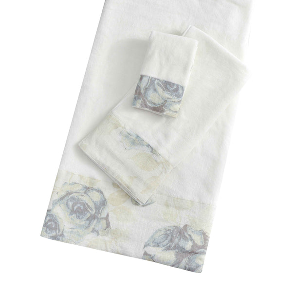 Hiend Accents Rosaline Linen Towel Set - Luxurious Floral Design For Stylish Bathroom Decor, 6 Pieces Total White 95% Cotton,5% Polyester Tf2012-os-wh