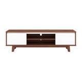 CorLiving Fort Worth White and Brown Wood Grain Finish TV Stand for TV's up to 68" Dark Brown TFF-552-B