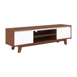 CorLiving Fort Worth White and Brown Wood Grain Finish TV Stand for TV's up to 68" Dark Brown TFF-552-B