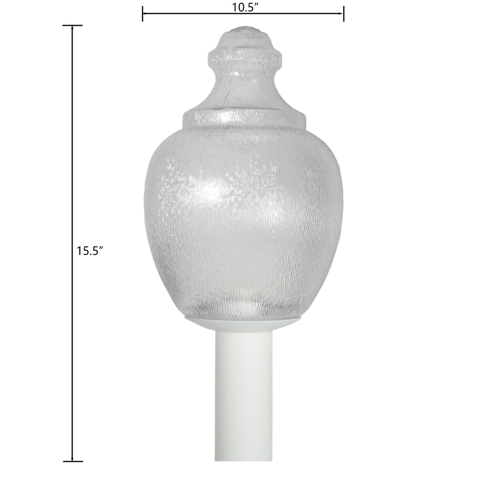 Thomas Lighting Etch Outdoor Post Light with Etched Glass Shade White Metal Wet Rated Fixture TG620176