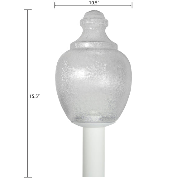 Thomas Lighting Etch Outdoor Post Light with Etched Glass Shade White Metal Wet Rated Fixture TG620176