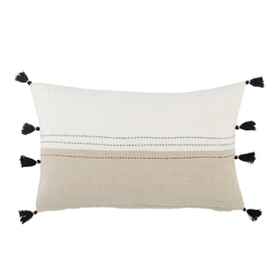 Jaipur Living Jaipur Living Linen Lumbar Pillow Cover Striped Beige Tassel Trim Sofa Accent PLC102365