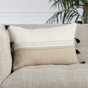 Jaipur Living Jaipur Living Yamanik Linen Lumbar Pillow Striped Tassel Accent for Sofa or Bed Poly Fill PLW103590