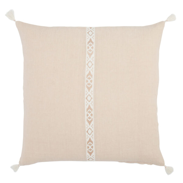 Jaipur Living Jaipur Living Linen Pillow Cover with Tribal Embroidery and Tassel Accents for Bedroom PLC102368