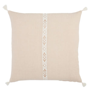 Jaipur Living Jaipur Living Taiga Linen Throw Pillow Tribal Embroidery Tassels Square Accent Down PLW103595