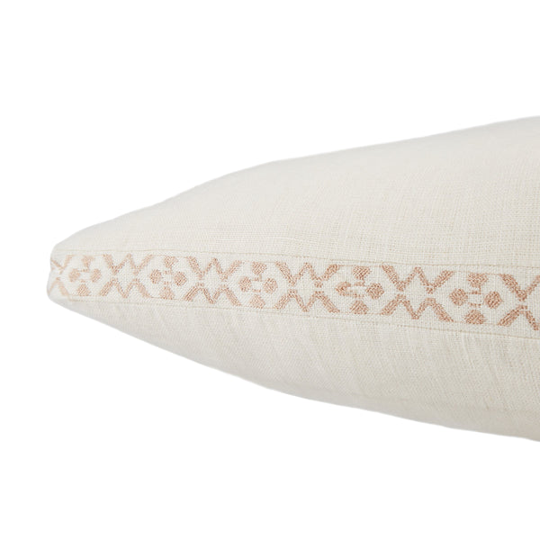 Jaipur Living Jaipur Living Taiga Linen Throw Pillow Tribal Bordered 24 Inch Square Boho Accent Ivory Down PLW103593