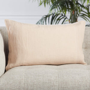 Jaipur Living Jaipur Living Rosario Linen Lumbar Pillow Pleated Blush Accent for Sofa or Bed Poly Fill PLW103598