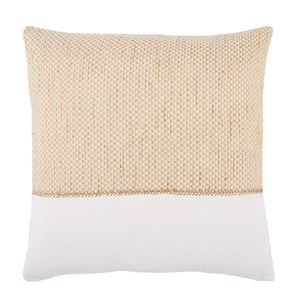 Jaipur Living Jaipur Living Sila Embroidered Linen Blend Geometric Throw Pillow for Neutral Boho Interiors Gold Down PLW103468