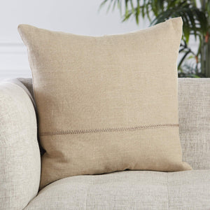 Jaipur Living Jaipur Living Taiga Linen Throw Pillow Cover Tonal Embroidery Neutral Greige Texture Light Gray PLC102315