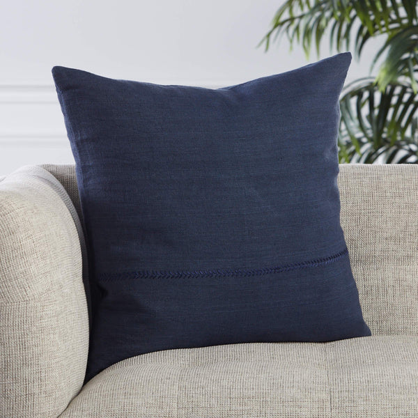 Jaipur Living Jaipur Living Ortiz Linen Throw Pillow Tonal Embroidery Neutral Greige Organic Modern Dark Blue Down PLW103467