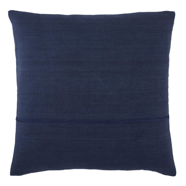 Jaipur Living Jaipur Living Taiga Linen Throw Pillow Cover Tonal Embroidery Neutral Greige Texture Dark Blue PLC102317