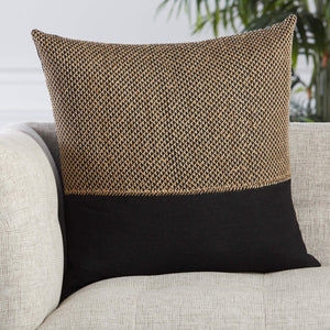Jaipur Living Jaipur Living Sila Embroidered Linen Blend Pillow Cover for Sofas and Accent Chairs Light Tan PLC102316