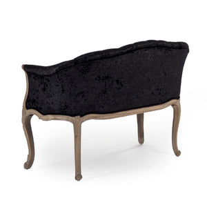 Zentique Aadi Black Velvet 2-Seater Chair with Solid Oak Frame — Compact, Plush Seating for Modern Spaces TH026-1.5 E272 A-Black