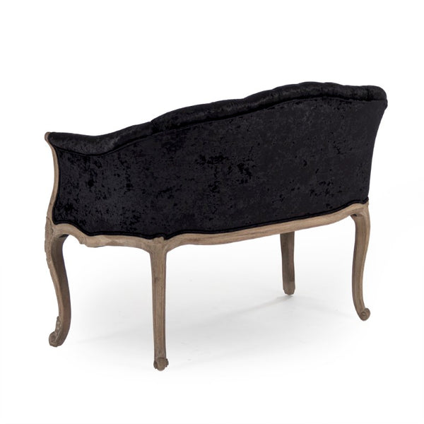 Zentique Aadi Black Velvet 2-Seater Chair with Solid Oak Frame — Compact, Plush Seating for Modern Spaces TH026-1.5 E272 A-Black