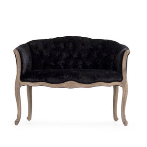 Zentique Aadi Black Velvet 2-Seater Chair with Solid Oak Frame — Compact, Plush Seating for Modern Spaces TH026-1.5 E272 A-Black