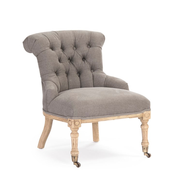 Zentique Fulbert Oak Frame Chair with Cotton Upholstery — Compact W19.5 x H24.5 x D25, Scandinavian Comfort TH034-Z E255 A084